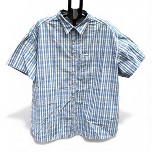 Columbia Men’s 4XL Fishing Blue Plaid Omni-Shade Button Up Shirt Short Sleeve